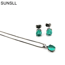 SUNSLL Черный Цвет Медь многоцветный трещина серьги с цирконием кубической огранки и подвески ожерелья для женщин модные ювелирные наборы