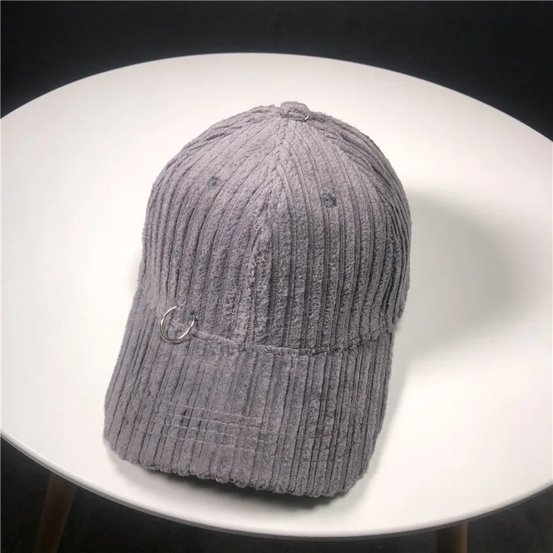 Новая осенне-зимняя Вельветовая полосатая брендовая кепки с застежкой в стиле хип-хоп шляпа Длинная лента бейсболка Snapback шапки для мужчин Женская кепка - Цвет: darkgrey