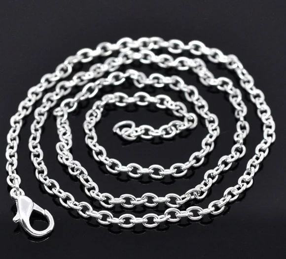 

12PCs Silver Plated Lobster Clasp Link Chain Necklaces 18" Fine DIY Jewelry Fashion Findings Making For Women Men
