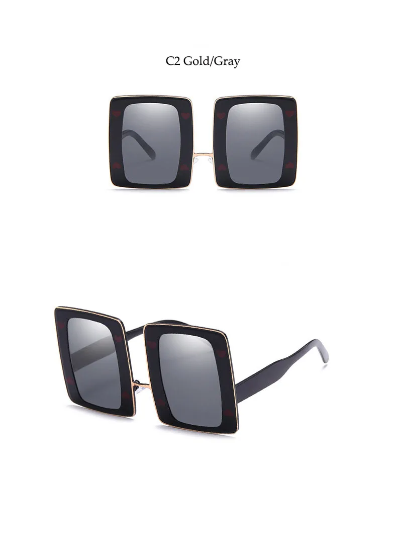 Черный негабаритные Квадратные Солнцезащитные очки Для женщин Винтажная, брендовая, дизайнерская покер солнцезащитные очки для мужчин Хэллоуин очки в стиле хиппи UV400