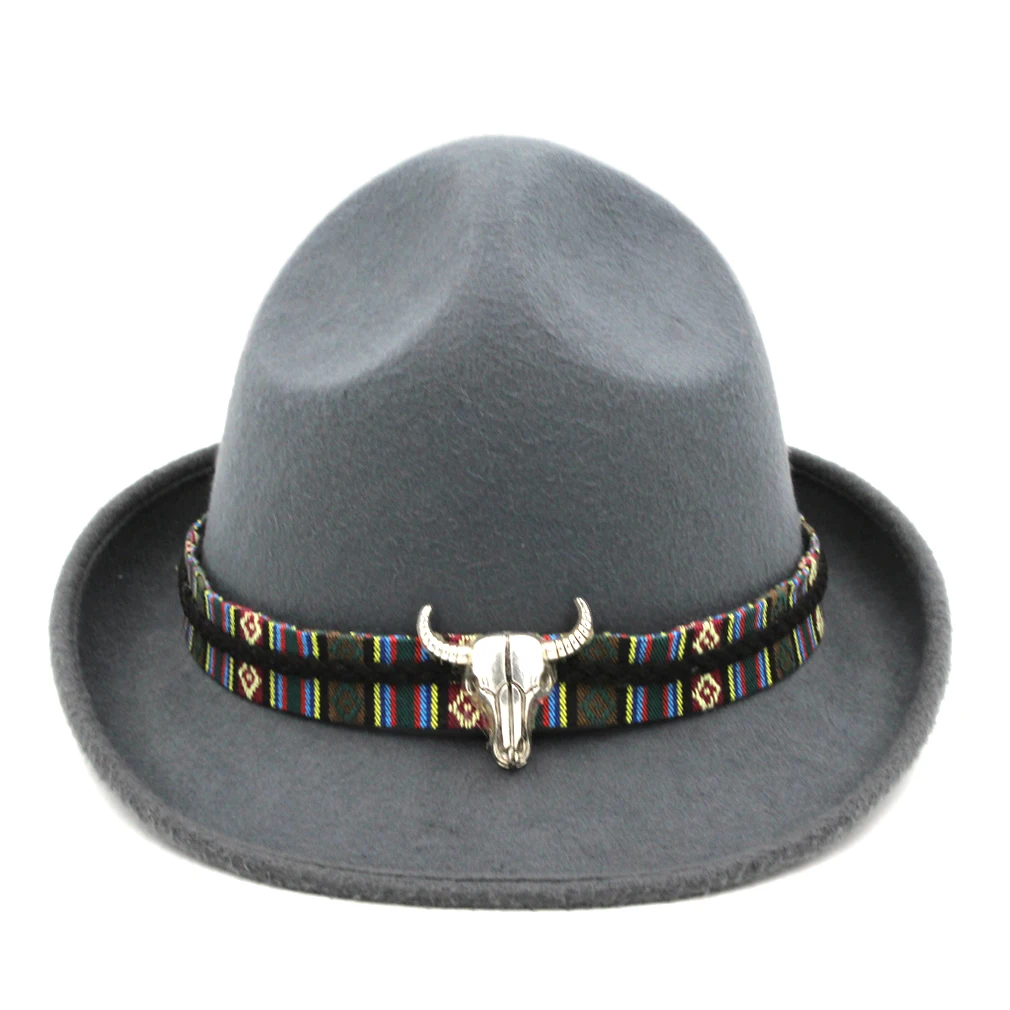 Классическая шляпа Mistdawn с надписью «Канада», шляпа рейнджера, Шерстяная Смесь, унисекс, фетровая мягкая фетровая шляпа, шляпа гангстера, телеграфский ремень - Цвет: Gray