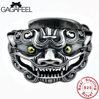 

GAGAFEEL 100% Vintage Real 925 Silver Jewelry Ancient Animal Rings for Men High Quality Pure Sterling Silver Punk Man Rings Gift