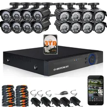 DEFEWAY 1200TVL 720P HD уличная камера видеонаблюдения системы безопасности 1080N домашнее Видеонаблюдение DVR комплект 3 ТБ 16 CH 1080P HDMI выход