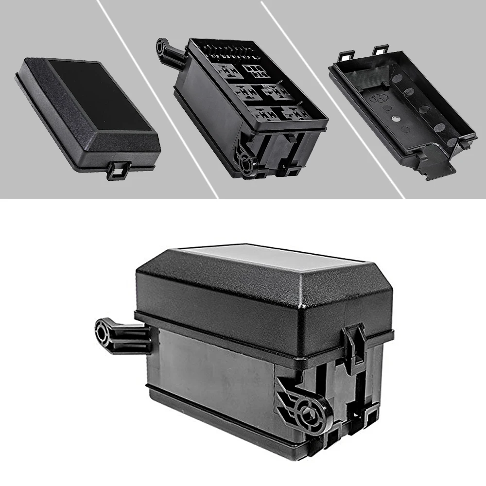 Car Fuses Kit 12-Slot Relay Box 6 Relays 6 ATC/ATO Standard Fuses Holder Block with 41pcs Metallic Pins Universal for Automotive Accessories
