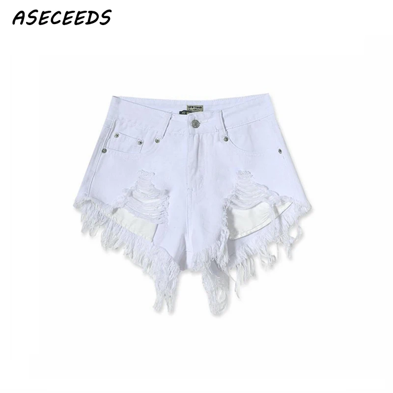 

2018 Jeans shorts women summer white high waisted shorts women beach ripped casual sexy denim shorts plus size tear streetwear