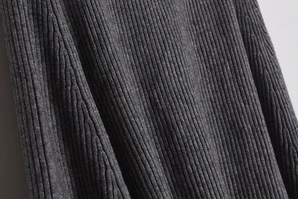 Женская трикотажная плотная Зимняя юбка шикарная Осенняя Однотонная юбка миди с высокой талией Женская юбка-трапеция с зонтиком модная