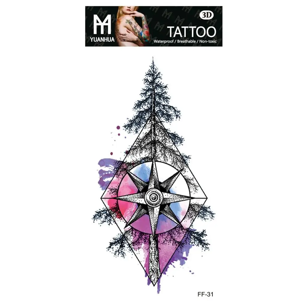 

Temporary Tatoo Fake Tattoo Sticker Tree Triangle Forest Tattoos Tatouage Waterproof Flash Tatto Art For Women Girl Men
