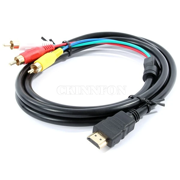 50 шт./лот 5 футов HDMI в 3 RCA Видео Аудио AV компонентный конвертер адаптер кабель для