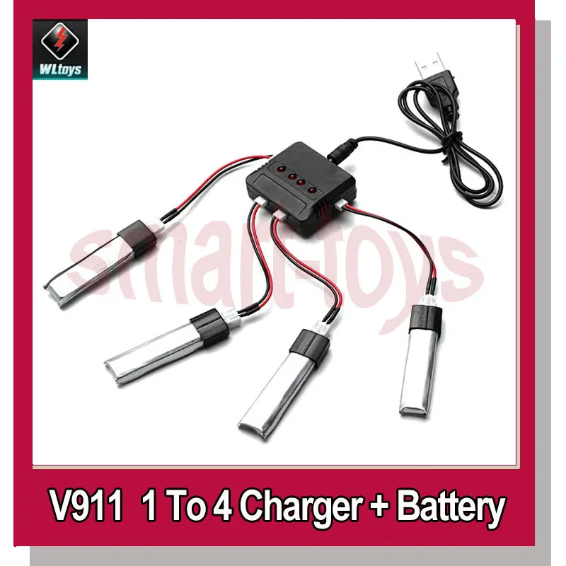 Зарядное устройство Wltoys V911 1 в 4 + Аккумулятор 3 7 200 мАч конверсионные кабели|battery