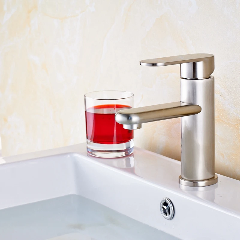 Modern Brushed Nickle Bathroom Sink Faucet Vanity Mixer Tap Single