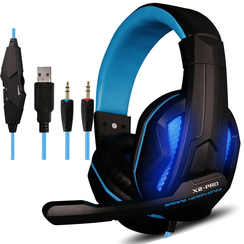 

X2-PRO Over Ear Universal Luminous Led Light Games Head Phone Glowing Gamer Headphones Gaming Headset With Mic Volume Control