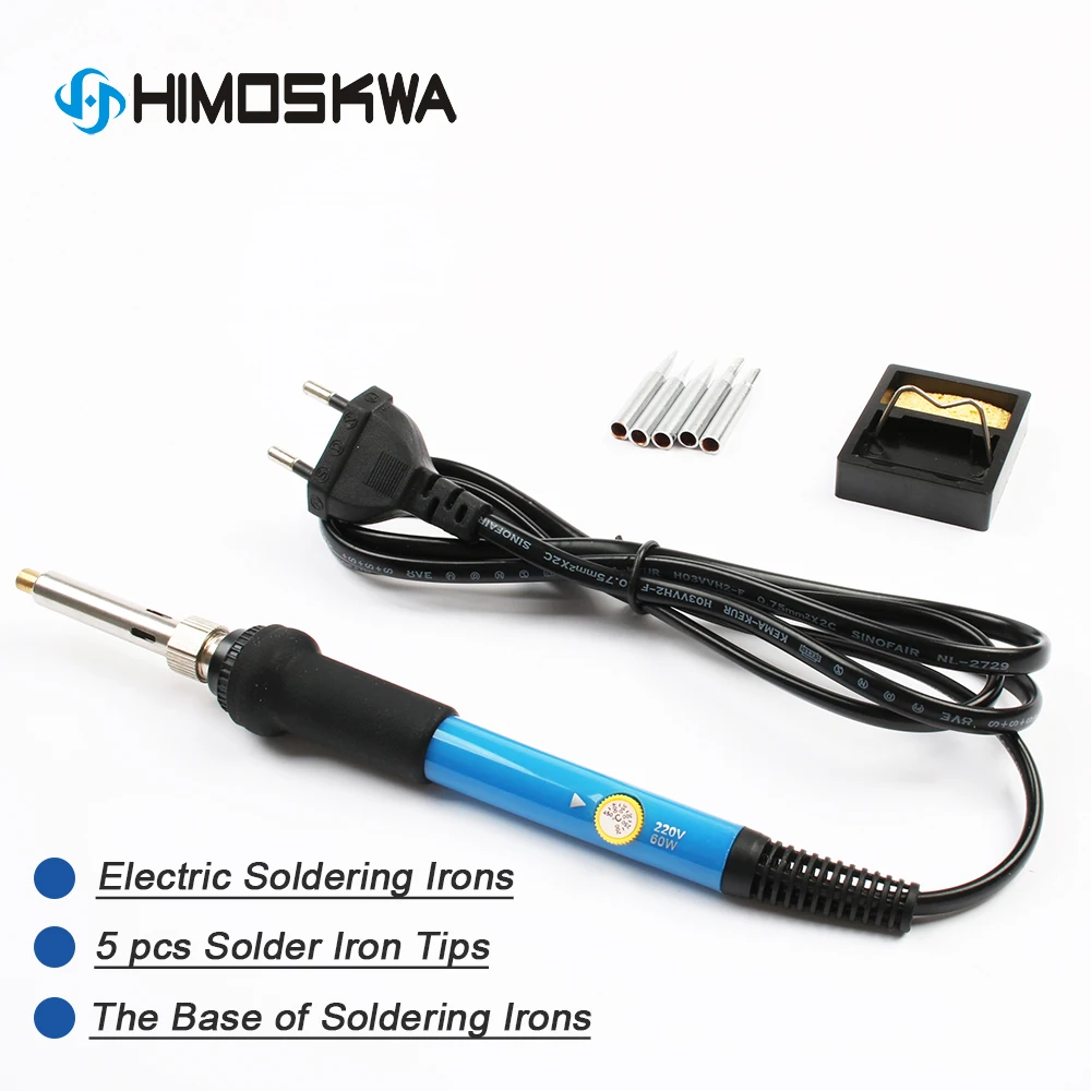 

60W Electric Soldering Irons EU US Temperature Adjustable Electric Iron Mini Handle Heat Soldering Iron 5 tips with base