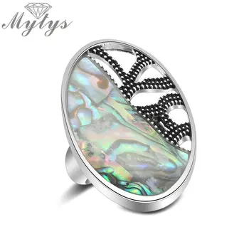 

Mytys Antique Collection Vintage Ring for Women Unique Design Underglaze Pattern Round Statement Ring Lady Retro Jewelry R2086