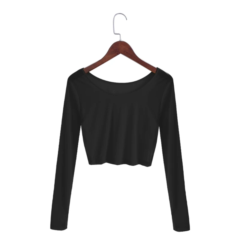 

2017 Spring Summer Womens Long Sleeve Sexy Mesh Top T Shirts Slim Semi-transparent Mesh Crop Tops Single Layer Streetwear Tees