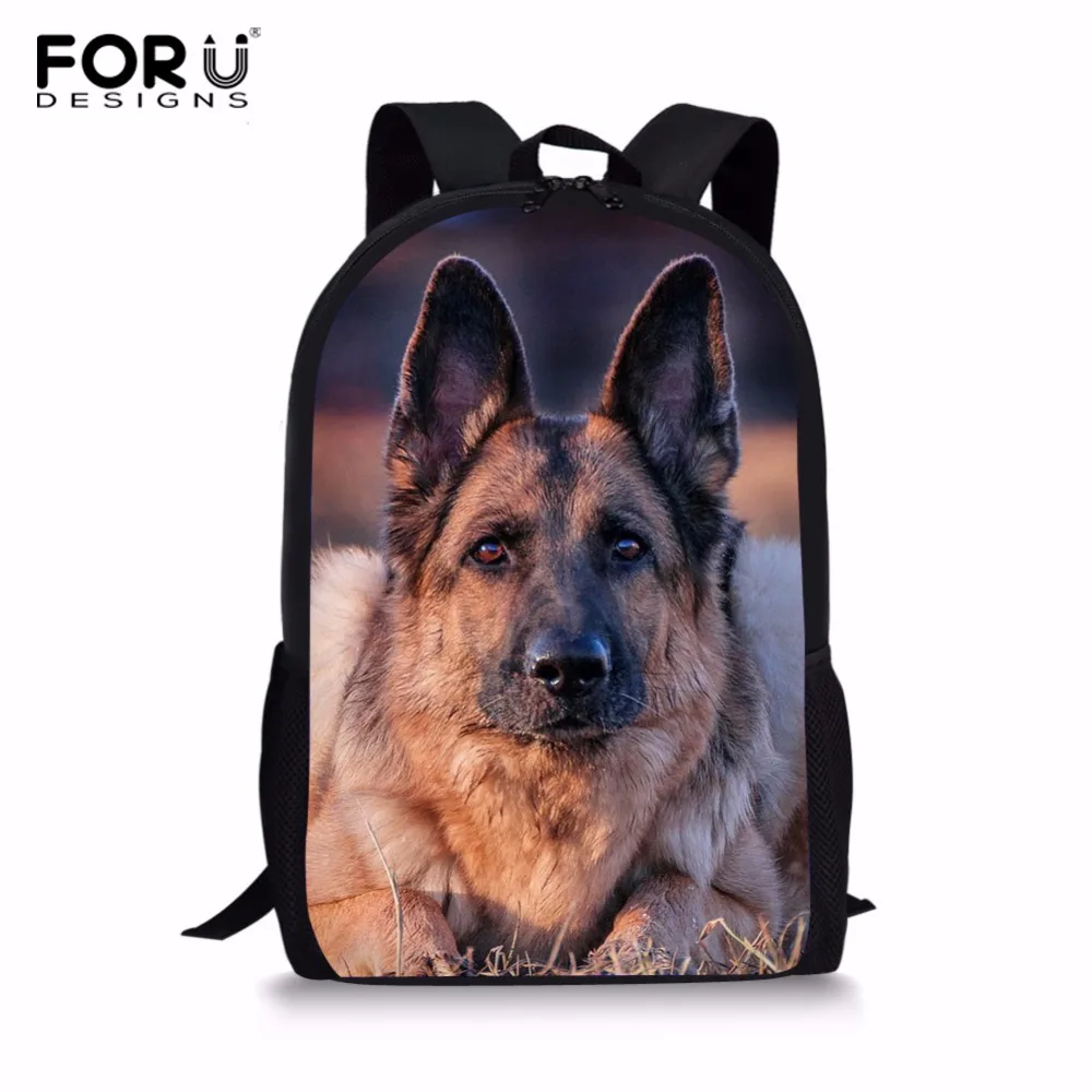 FORUDESIGNS German Shepherd Printed School Backpack for Teenagers Boys