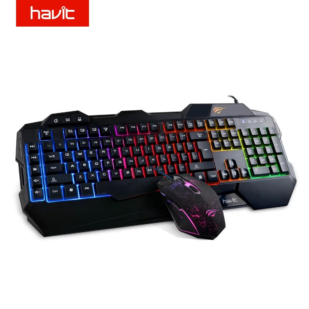 HAVIT HV KB558CM USB Wired LED 2 Rainbow RGB Backlight Mode Gaming
