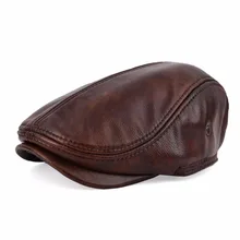 VOBOOM Winter Echtem Leder Winddicht Entenschnabel Mann Kappe Rindsleder Gorras Schwarz Gehörschutz Casquette Hüte Für Männer MY00719