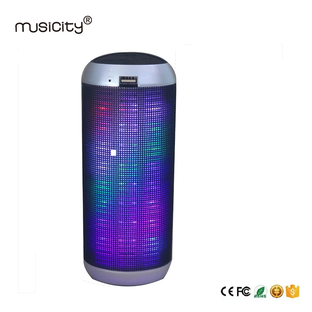 

Musicity Led light Mini Bluetooth Speakers Portable Wireless Speaker with Subwoofer Music FM Radio TF USB SD MIC 14W 2 Channel