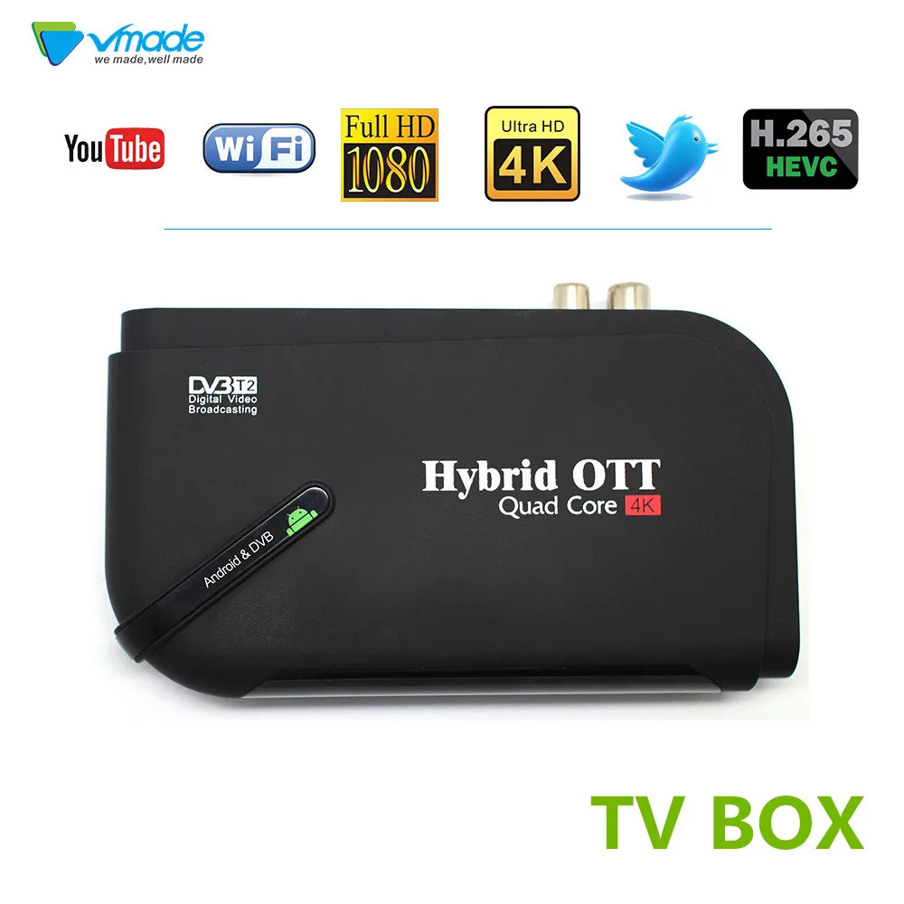 

DVB T2 & Android Two-IN-One tv box 1080P Android TV BOX Amlogic S905D Quad core H.265 HEVC 4K IPTV Smart media player tv tuner