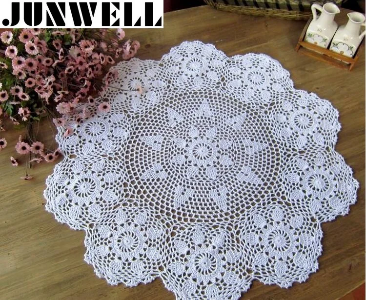 

60/ 70/ 80CM RD Shabby Chic 3 Sizes Vintage Crocheted Tablecloth Handmade Crochet Coasters Cotton Lace Cup Mat Placemat