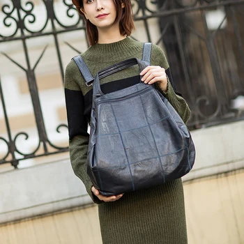 

Multifunction Women Backpack Girls school bag Real Cow Leather Ladies Office Bag For Female Cowhide Bag