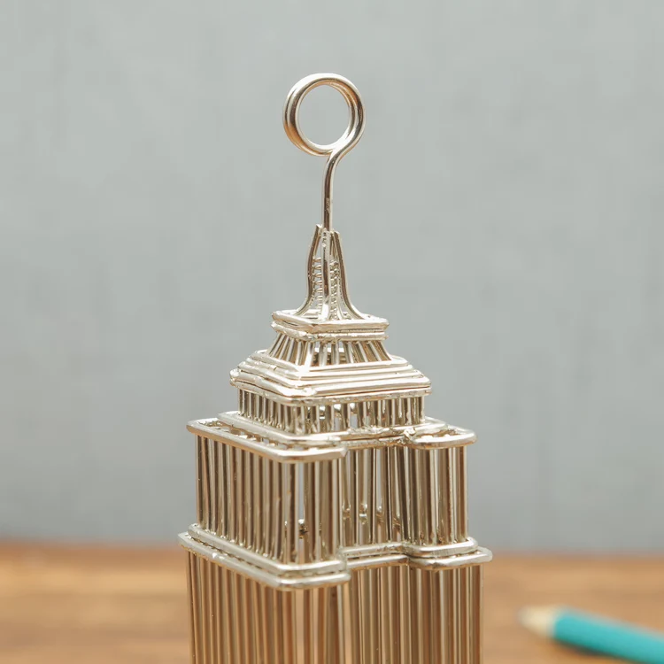 Steel Wire Model Doodles Destinations Empire State Building Architecture Replica Statue Card Holder and Award