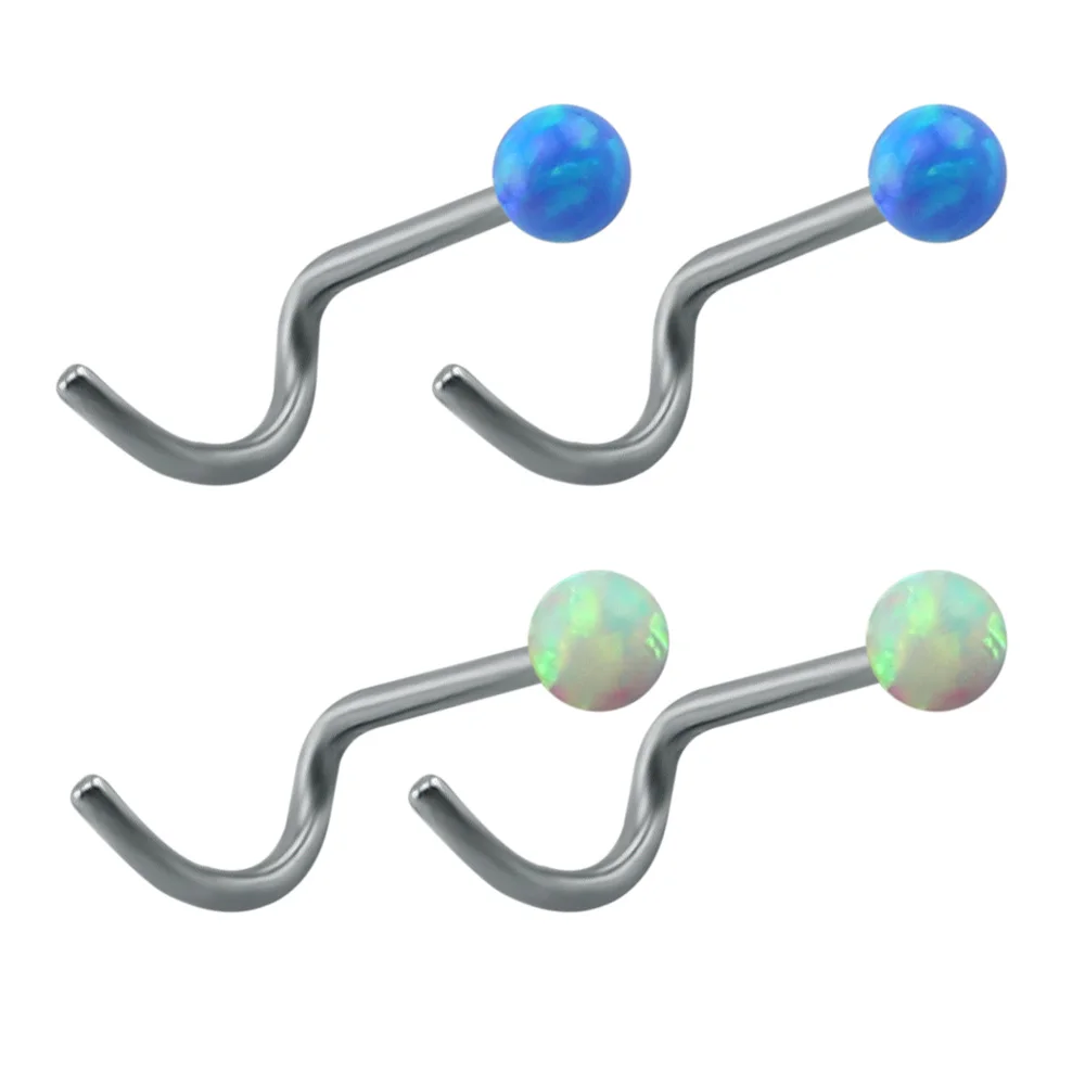 3 Colors Opal Stone Nose Stud Piercing Ring Stainless Steel Nose Stud L