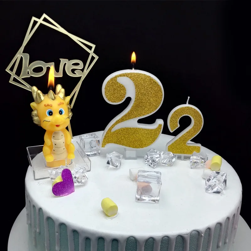 

1 Pcs Extra Large Golden Glitter Digital Candle Happy Birthday Cake Decoration Wedding Confession for Children Boy Girl