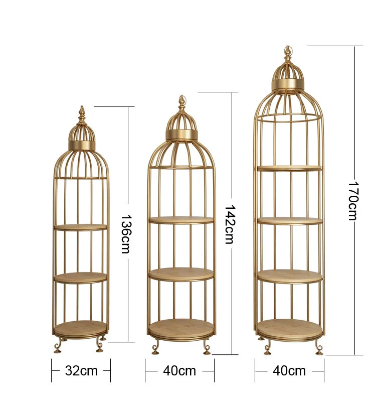 Европейская креативная птичья клетка из кованого железа, Цветочный Стенд, кафе, многослойная твердая деревянная перегородка, стенд для гостиной, напольная стойка