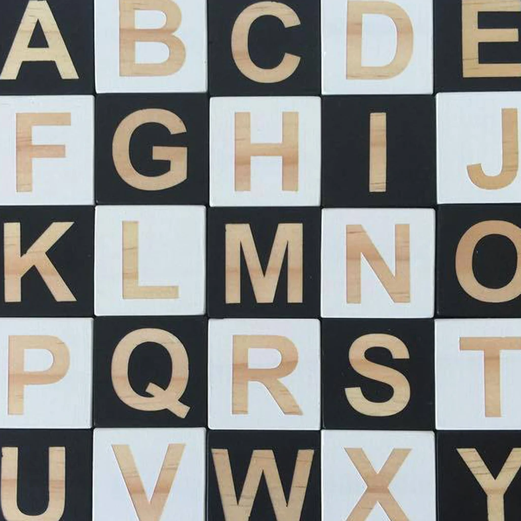 26Pcs Wooden English Alphabet Block Letters Kids Educational Game Toys Wood DIY Craft Home Wedding Party Decor Photo Prop