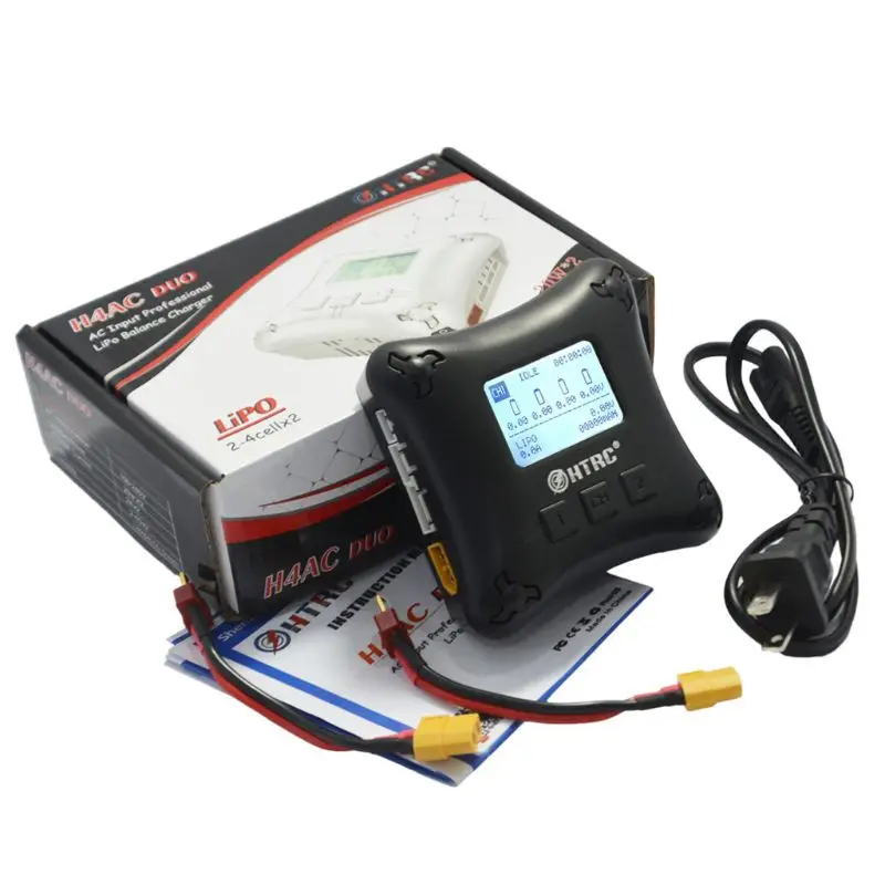 

HTRC H4AC DUO Mini RC Charger Dual Port 20w x2 2A x2 for 2-4s Lipo Battery Charging