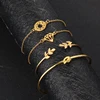 Tocona 4pcs/Set Fashion Bohemia Leaf Knot Hand Cuff Link Chain Charm Bracelet Bangle for Women Gold Bracelets Femme Jewelry 6115 ► Photo 3/6