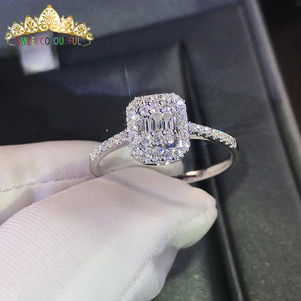 18 K 750Au золото Moissanite АЛМАЗНОЕ КОЛЬЦО D Цвет VVS с национальным сертификатом MO-H1005 - Цвет камня: 18k white gold