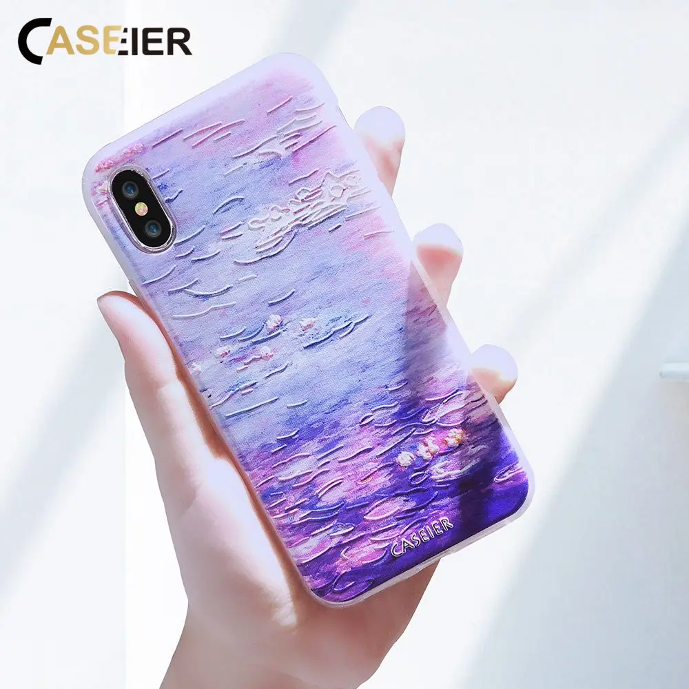 CASEIER 3D тиснение чехол для телефона iPhone 6 6s 7 8 Plus Мягкие силиконовые чехлы X 6S 5 5S SE Funda