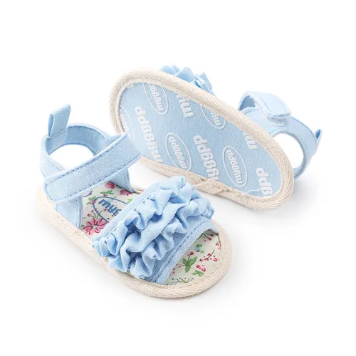 Delebao/ г. летние кружевные сандалии для девочек с цветочным узором белые мягкие туфли принцессы на застежке-липучке для маленьких девочек