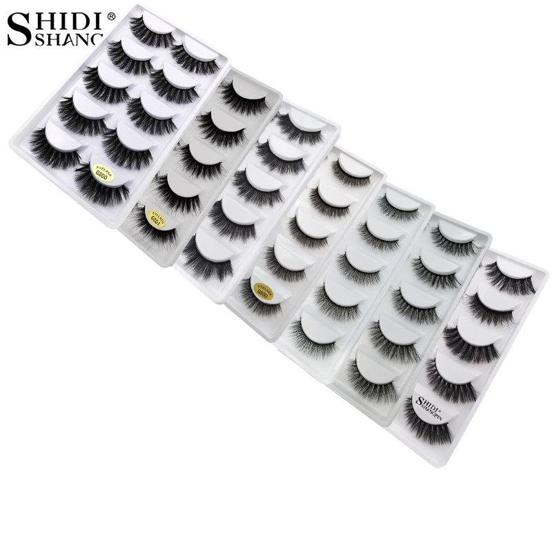 

SHIDISHANGPIN 5 Pairs Mink Eyelashes 3d Eyelashes Natural Long Strip 3d Mink Lashes Makeup Maquillaje Faux Cils False Eyelashes