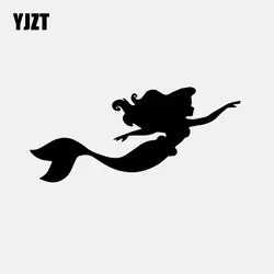 YJZT 16,8 см * 7,6 см русалка автомобиль Стикеры рыба девушка виниловая переводная Наклейка на окно смешной черный/серебристый C24-0925