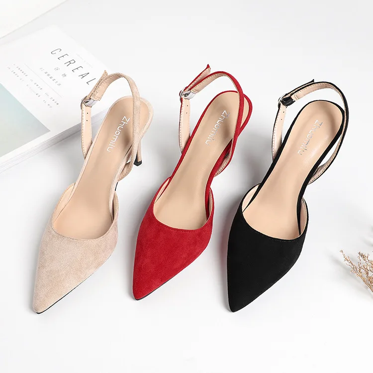 

2019 summer new style simple and simple solid color pointed high heels women comfortable versatile stiletto women's shoes.