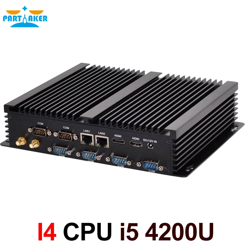 Partaker I4 Industrial Mini PC with 6 COM 2 HDMI 2 Lan Black Color Intel i3 3