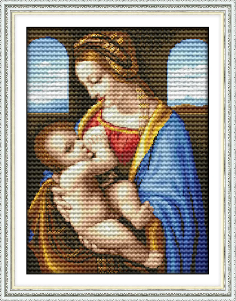Набор для вышивки крестом Joy Sunday The Virgin and the Son крестиком с принтом | Дом и сад