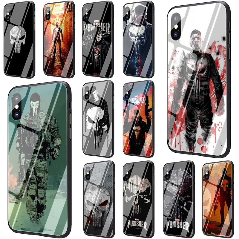 

The Punisher Tempered Glass phone cover case for iphone 5 5s SE 6 6s 7 8 Plus X XR XS 11 pro Max