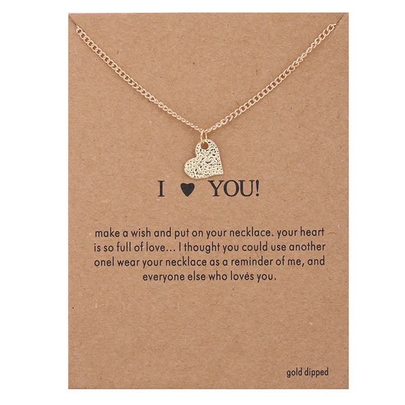 Love Heart Alloy Gold-color Shorts Chains Clavicle Necklaces & Pendants New Fashion Jewelry Women Wholesale
