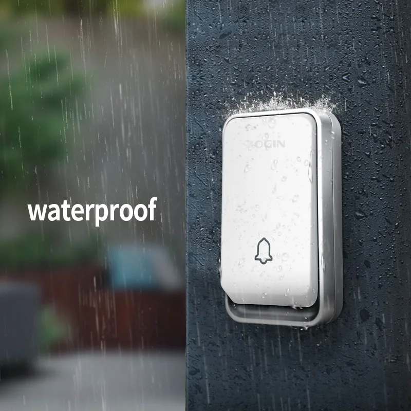 Wireless Doorbell Self Powered Waterproof No Battery EU Plug 1button 1 2 Receiver