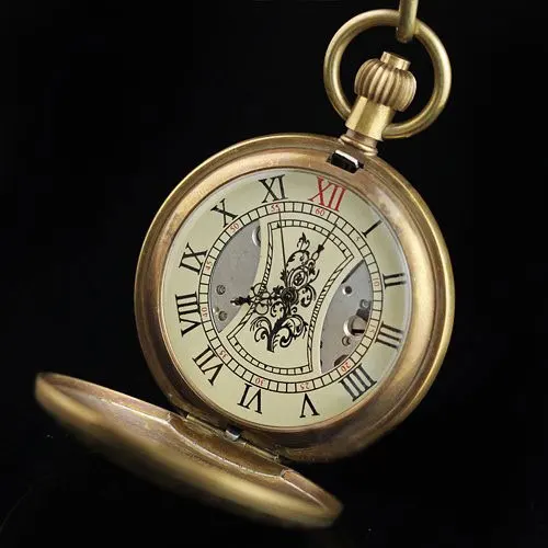 

wholesale Copper antique hand winding mens pocketwatch cover new freeship