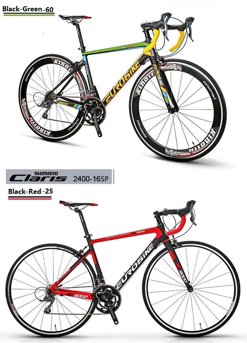 Clearance EUROBIKE 700C Full Carbon Fiber 47cm Frame Complete Racing  Bicycle 16 Speed  Claris 2400 Gears  Road Bike 7