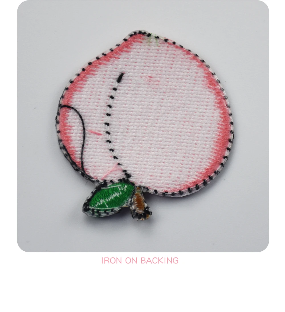 Pink Honey Peach 4cm Embroidered Patch mini chest size applique for clothing custom your design (6)