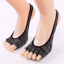 Женские носки для йоги, противоскользящие женские массажные носки, спортивные теплые хлопковые носки для тренировки