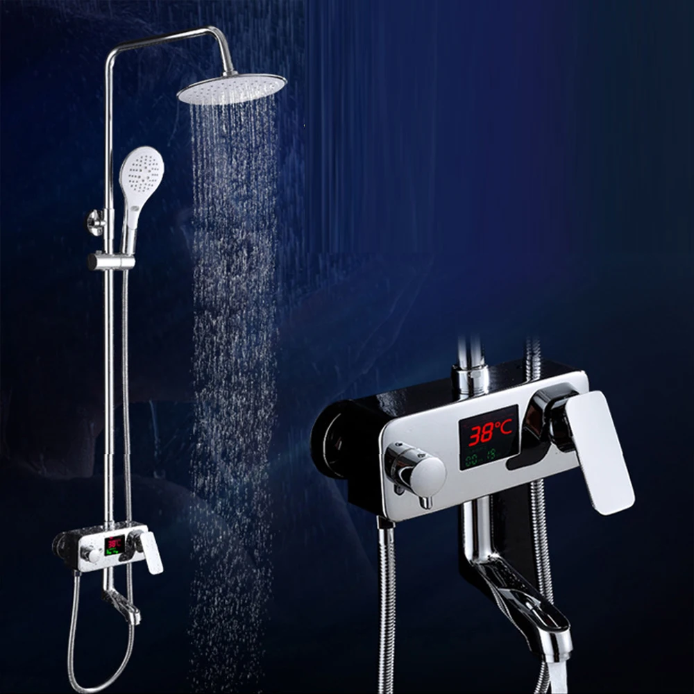 LED screen digitat Display Shower Faucet brass Water Powered Digital