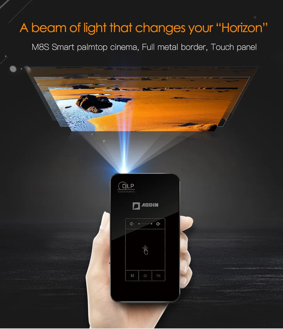 AODIAN AODIN 1+32G Portable Projector Smart Multi-touch HD 1080P DLP Projector HDMI IN mini Pocket Projector LED Android Home Theater M8S Pico projector-01