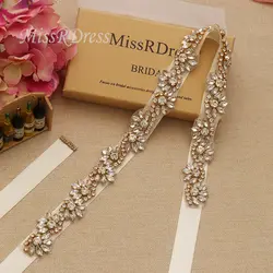 MissRDress ручной работы со стразами для невесты ремень стразы свадебный пояс золотой кристалл свадебный пояс для подружки невесты платья JK816
